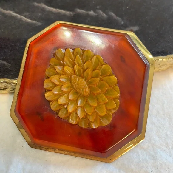 Bakelite Jewelry Vtg Bakelite And Brass Large Belt Buckle